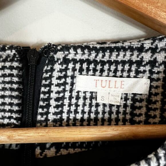 Tulle Mini Dress Womens S Black White Houndstooth Old Money Preppy Blair Waldorf - Picture 7 of 7